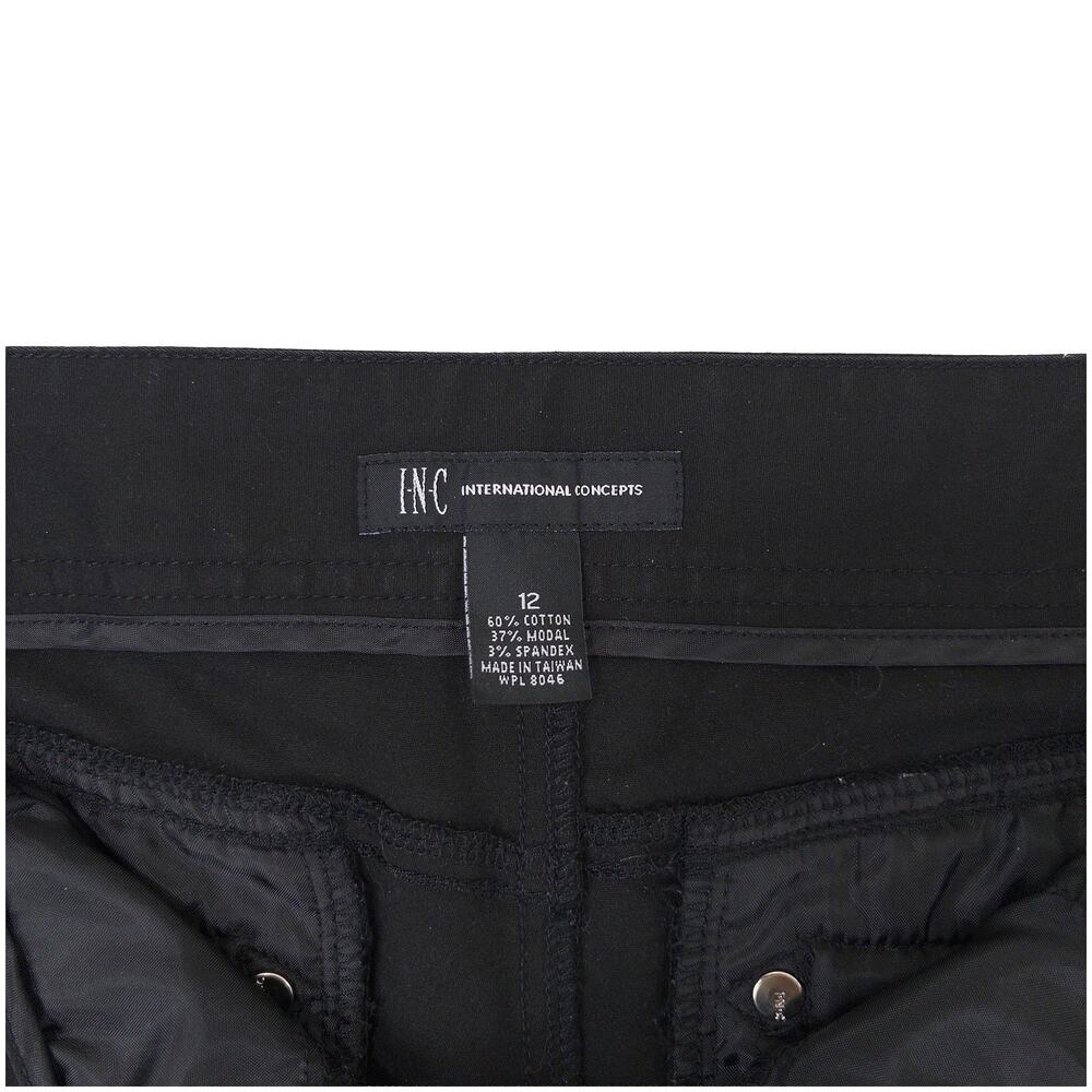 Y2K INC Pedal Pusher Capri Pants Womens 12 Black Slim Stretch Retro Knee Length - Picture 3 of 9